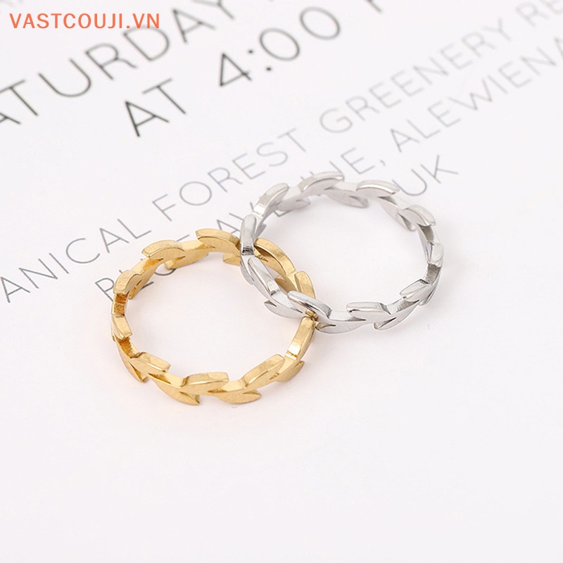 Nhẫn Hình Lá Bằng Thép Không Gỉ Thời Trang Dành Cho Nữ