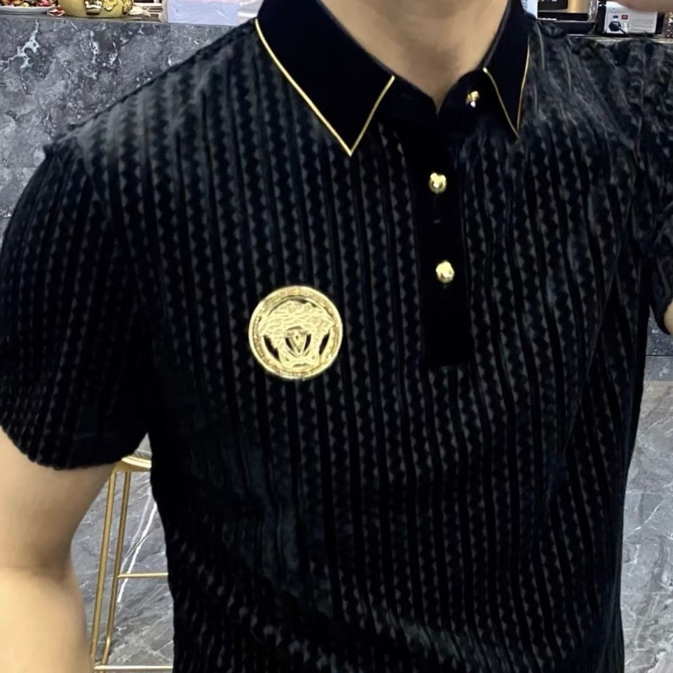 Áo polo Ngắn Tay Vải Nhung Thời Trang Mới Cho Nam