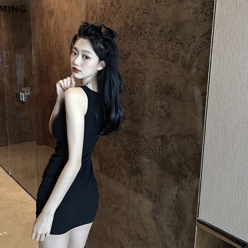 Đầm Ngắn Dáng Ôm Thiết Kế Nút Gợi Cảm Cho Nữ Y2K