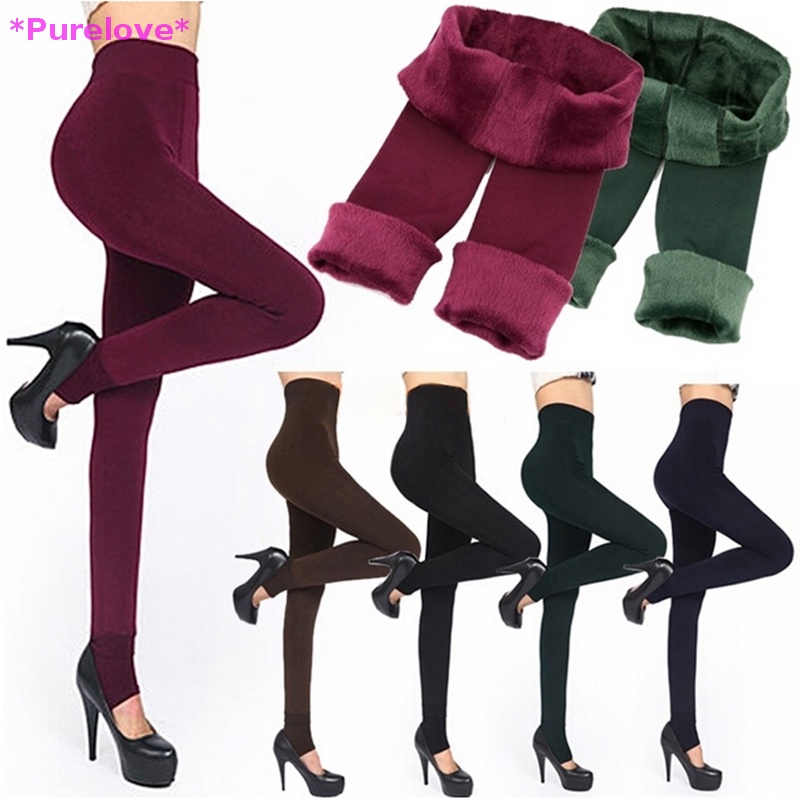 Purelove > Quần Legging Lót Lông Cừu Dày Co Giãn Thời Trang Mùa Đông Ấm Áp 6 Màu Tùy Chọn Mới