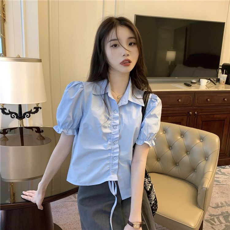 Áo Kiểu Tay Ngắn Phối Ren Thiết Kế Mới Thời Trang Mùa Hè Theo Phong Cách Pháp Cho Nữ