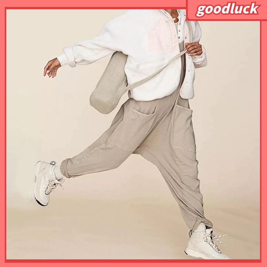 Bộ Áo Liền Quần Dài Dáng Rộng Không Tay Màu Trơn Có Túi Và Khóa Kéo Sau Lưng Thời Trang Mùa Hè Cho Nữ