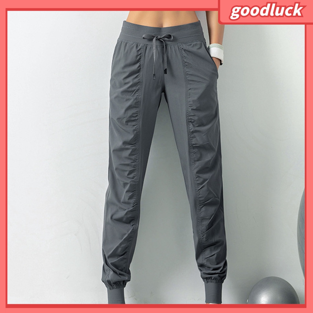 [ULK] Quần Bó Sát Lưng Cao Tới Mắt Cá Chân Màu Trơn Có Dây Rút Dành Cho Bạn Nữ