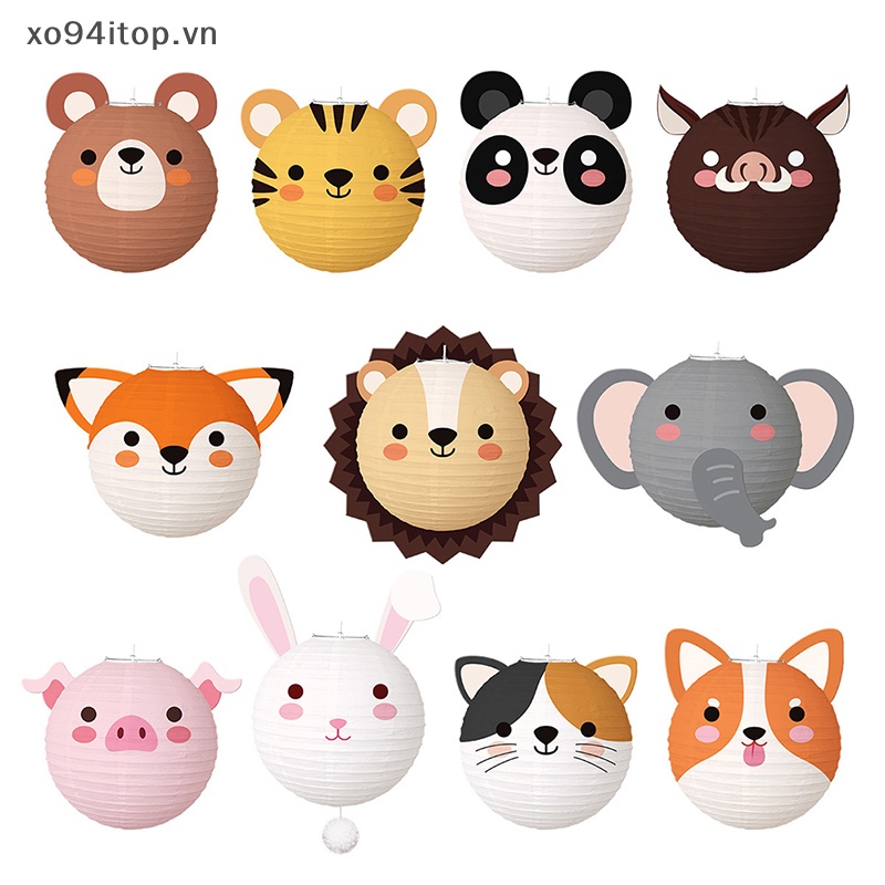Lồng Đèn Giấy Họa Tiết Động Vật Hoạt Hình Đáng Yêu Dùng Trang Trí