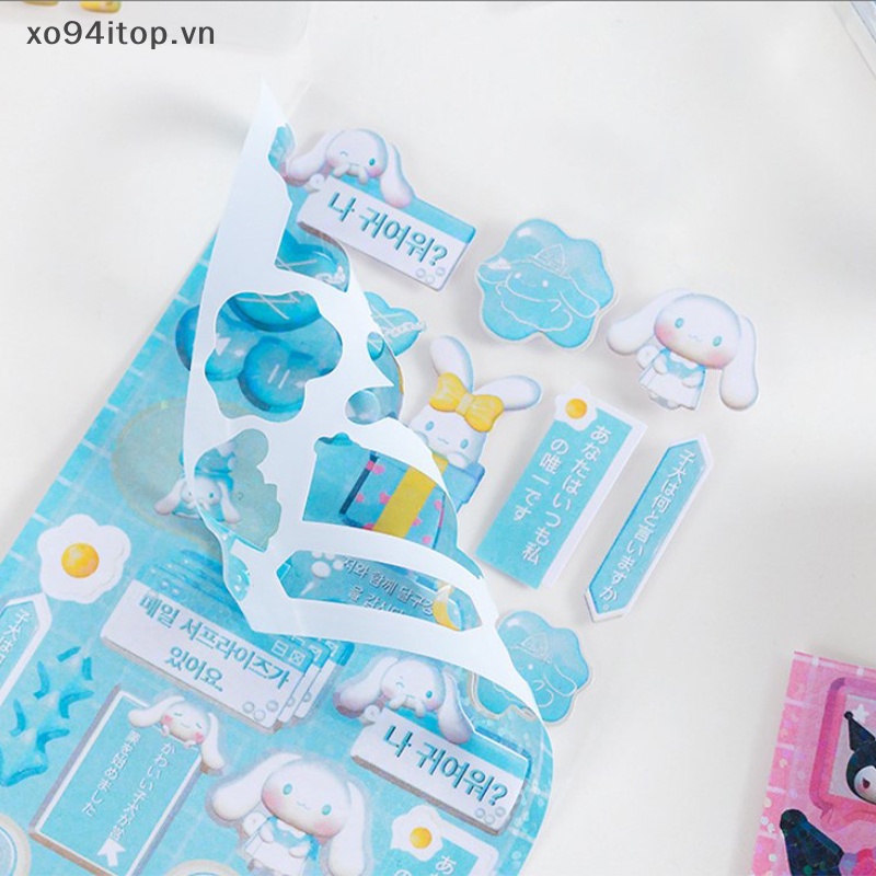 Set 2 Sticker Hello Kitty Bằng Pvc Trong Suốt Trang Trí Sổ Tay DIY