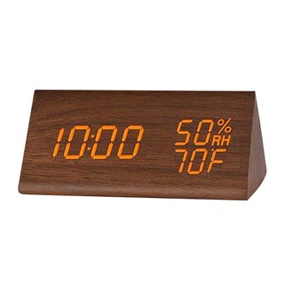 Humidity And Temperature Alarm Clock Triangle Digital Infant Room Wood Clock