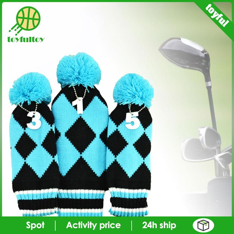 Bộ 3 Vỏ Bọc Đầu Gậy Đánh Golf Dệt Kim Thủ Công 3 5