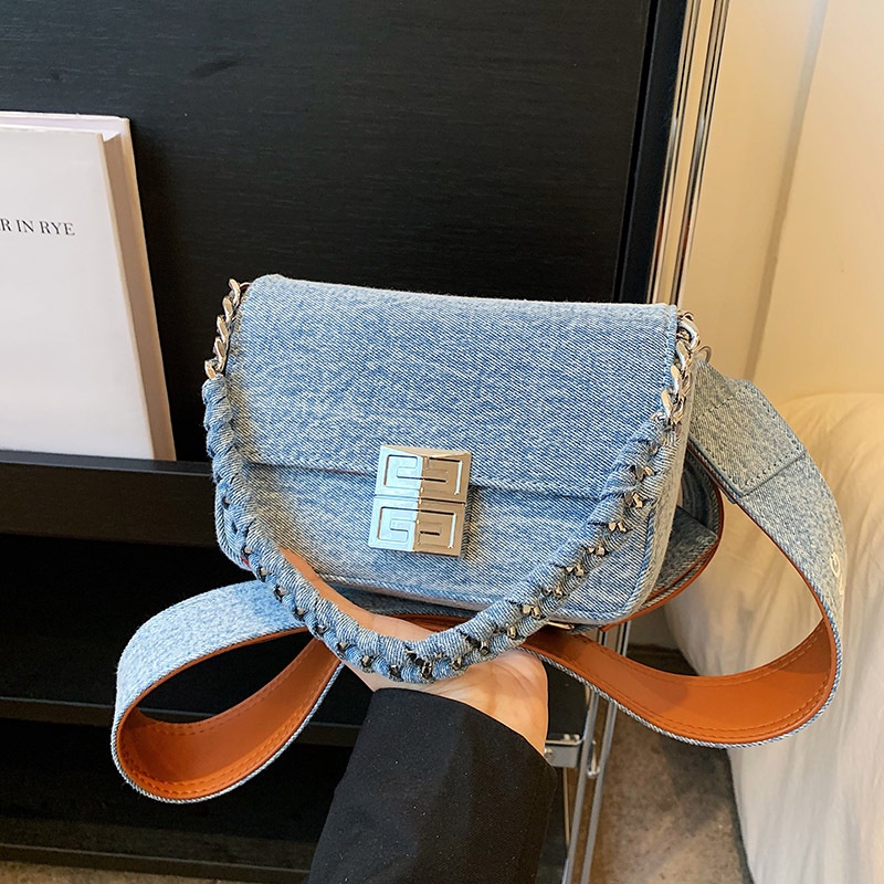 Túi Đeo Chéo Denim Dáng Vuông Nhỏ Phong Cách Mới 2023 Cho Nữ