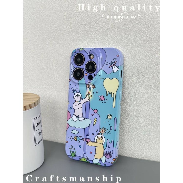 Feilin Soft Case Apple 14pro Phone Case 13promax Glossy 12 Cute Illustration 14 New X Drop-Resistant All-Inclusive 70Ii