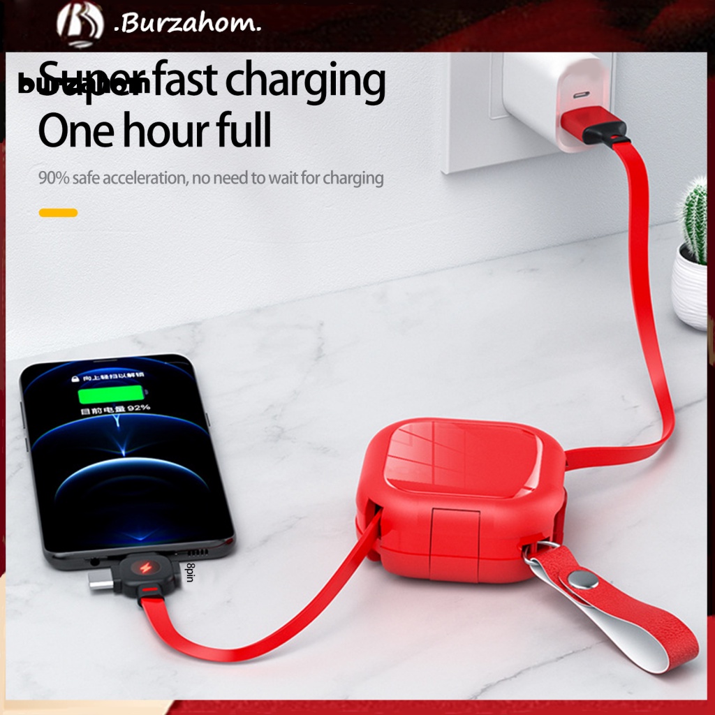 Cáp Sạc Nhanh 3 Trong 1 Type C / Micro USB / Light Chống Rối Ổn Định Có Thể Thu Gọn Cho Mỗi Ngày