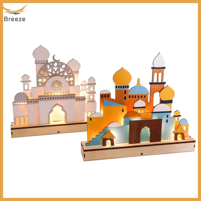 Đèn Led Để Bàn Trang Trí Bằng Gỗ Phong Cách Hồi Giáo Ramadan Eid Mubarak