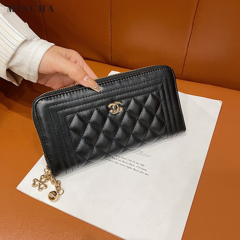 MISCHA Ví Dài Cầm Tay Có Khóa Kéo Đựng Thẻ Thêu Họa Tiết Thời Trang Cho Nữ