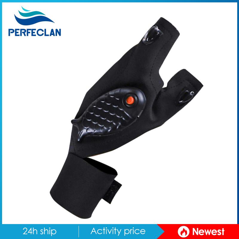 Găng Tay Chống Trượt Có Đèn Pin LED Thoáng Khí Cho Câu Cá Ban Đêm Unisex