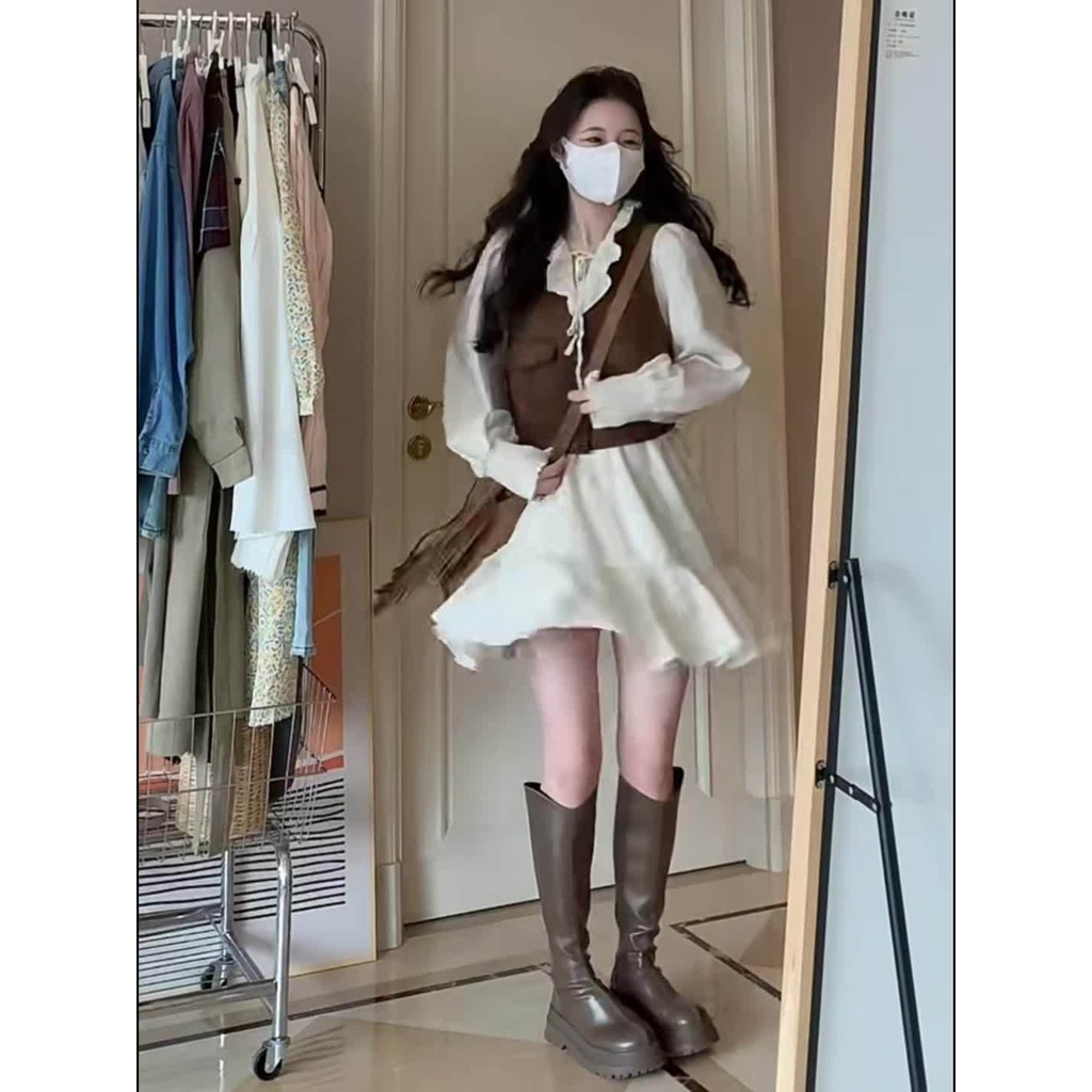 Set Đầm Và Áo Khoác Không Tay Thiết Kế Mới Ngọt Ngào Thời Trang Mùa Hè Dành Cho Nữ