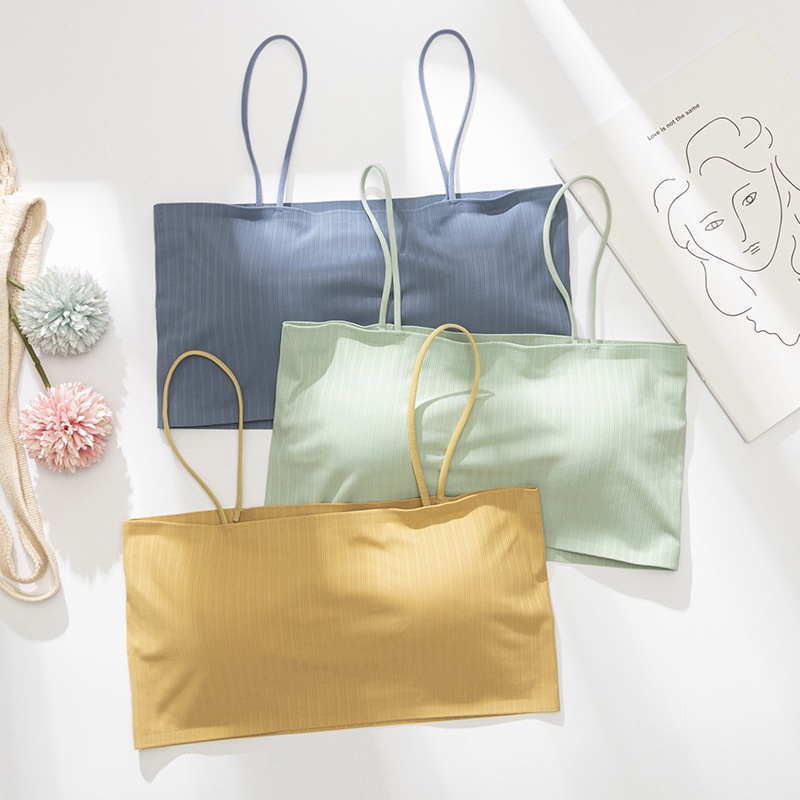 Áo Lụa Hai Dây Dáng Ngắn Mỏng Một Mảnh Không Đường May Trẻ Trung Cho Nữ Sinh