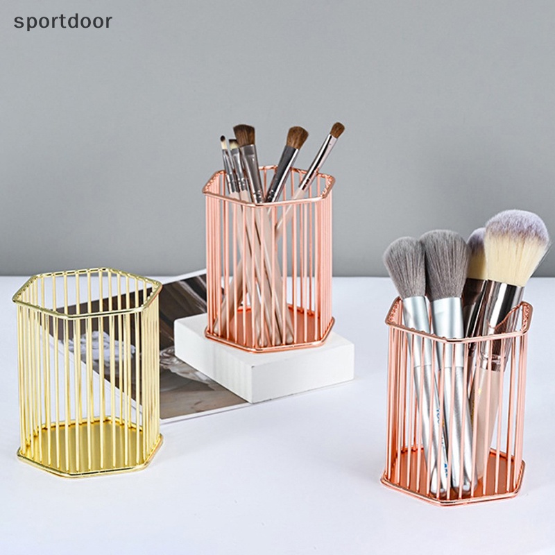 [sportoutdoor] Hộp Đựng Bút Bằng Kim Loại Màu Vàng Hồng Để Bàn Trang Trí Nhà / Văn Phòng / Trường Học