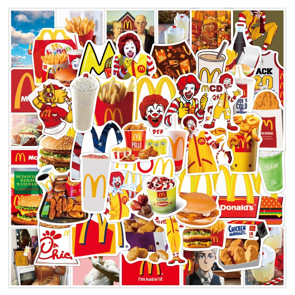 J· Hình Dán Chống Nước Starbucks Kfc Mcdonald'S Phim Hoạt Hình Mũ Bảo Hiểm Máy Tính Xách Tay Hành Lý Dán Thiết Lập, 50 tờ