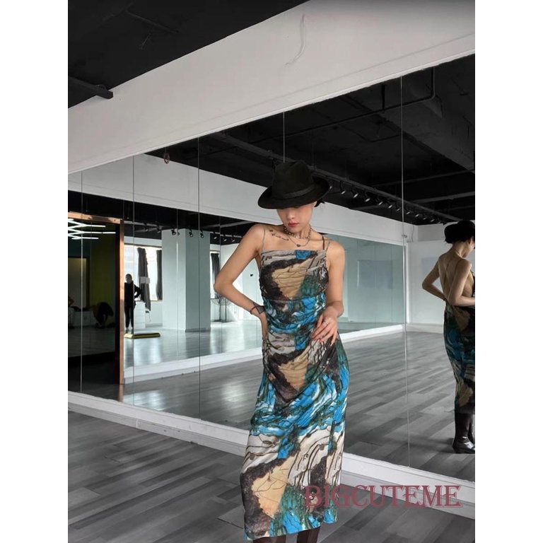 Đầm Dài Không Tay Dây Chéo Lưng Phong Cách Boho Cổ Điển Cho Nữ