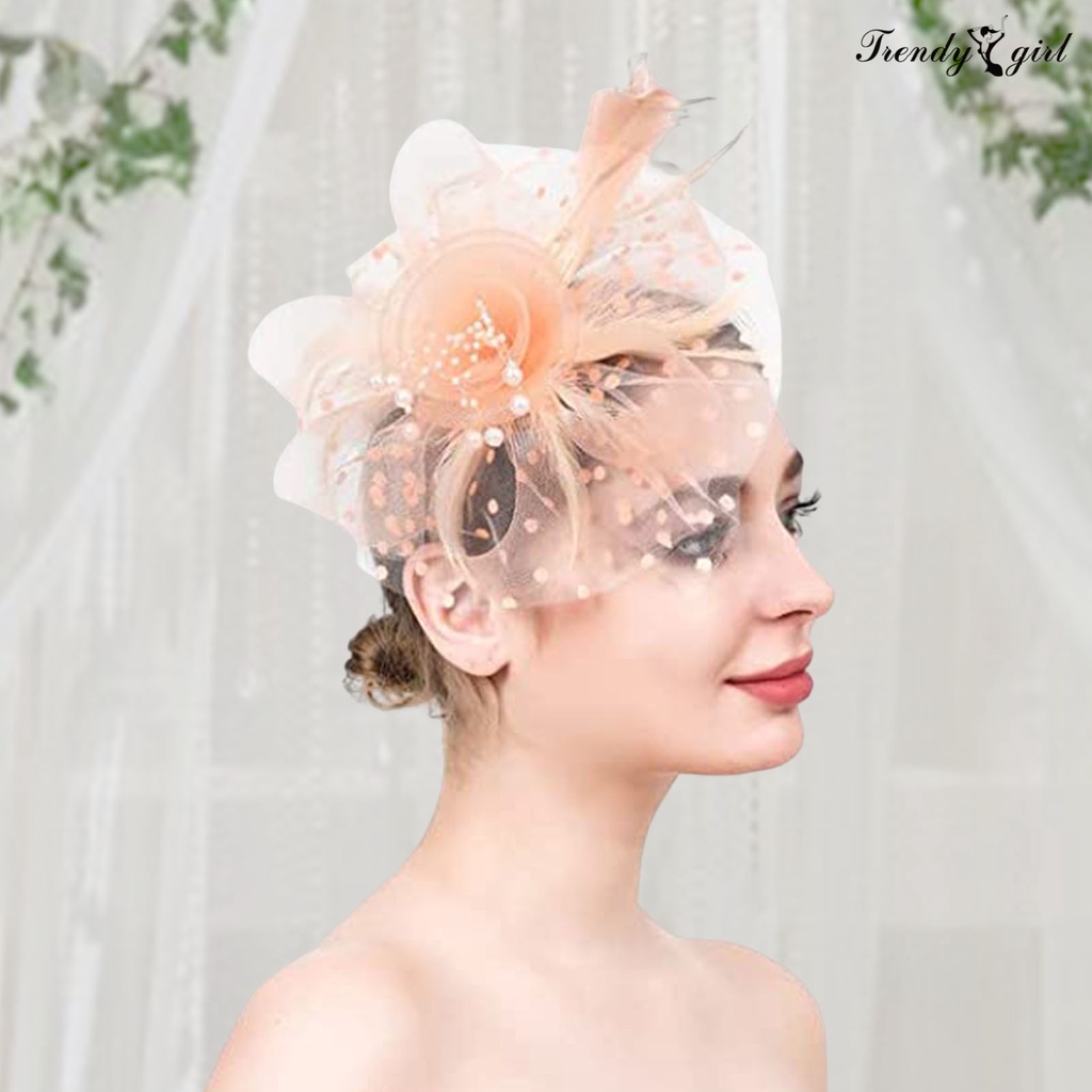 Tl.2 Phụ Kiện Cài Tóc Trang Trí Tóc Cho Cô Dâu Hình Nón Lưới Đính Hoa Lông Vũ Trang Trí Tiệc Cưới Sân Khấu