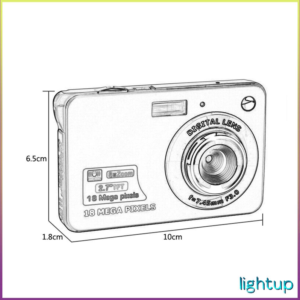 Màn Hình LCD Tft 2.7 Inch 18Mp 720P 8X Zoom Hd Máy Ảnh Kỹ Thuật Số Chống Rung Quay Video Siêu Nhỏ Cmos Quà Tặng Trẻ Em