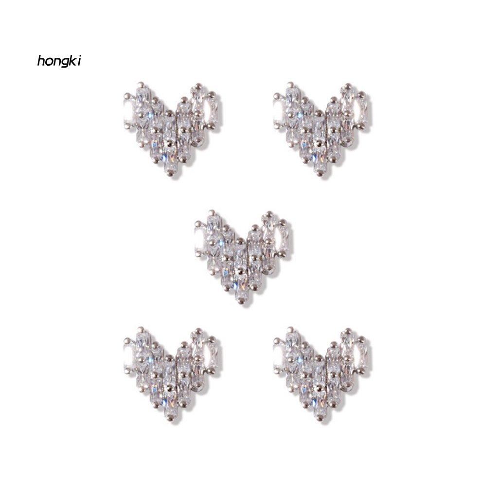 Set 5 Phụ Kiện Trang Trí Móng Tay Nghệ Thuật Hình Trái Tim Đẹp Mắt