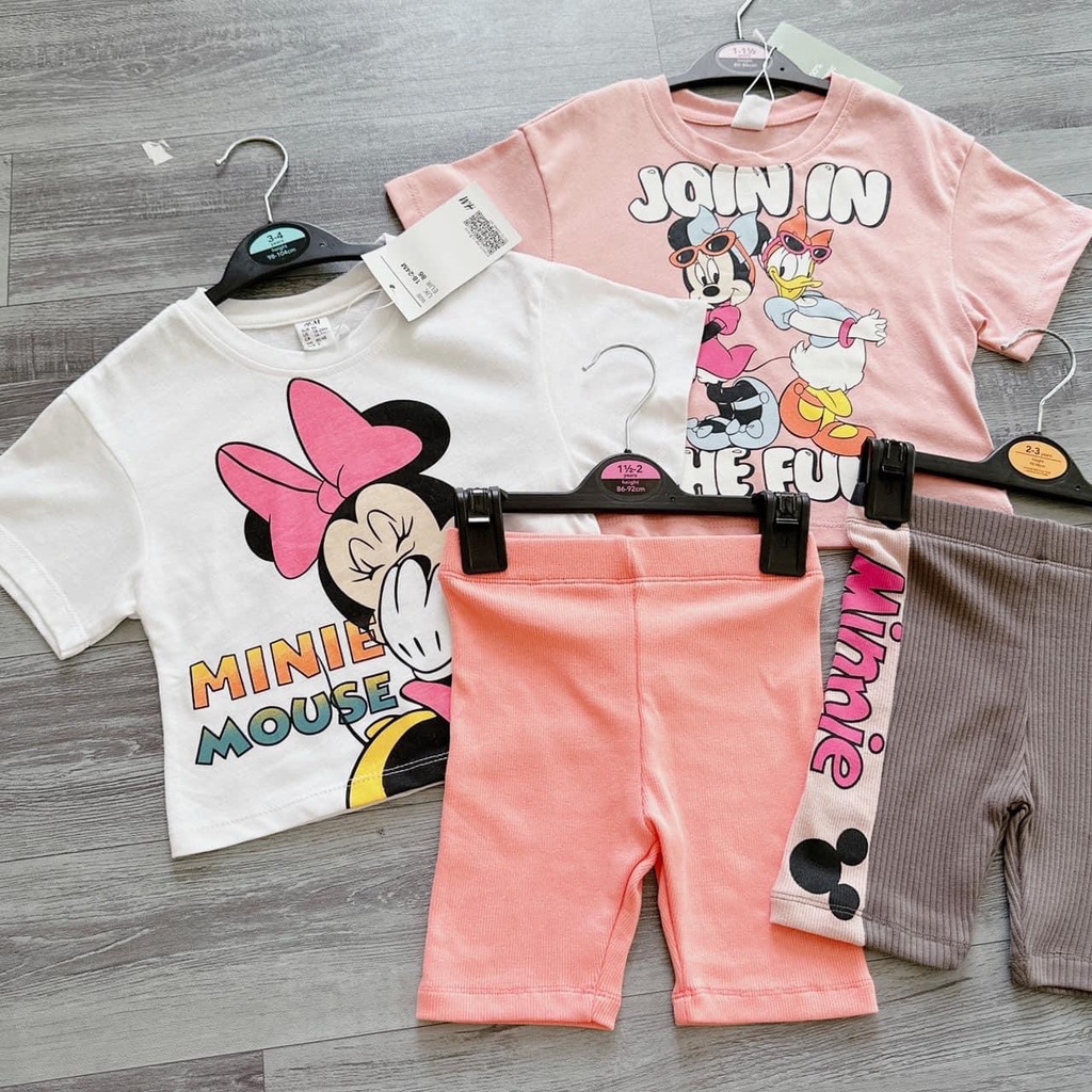 ✨BÁN SỈ✨Combo 2 bộ MINNIE bé gái VNXK phối legging tăm