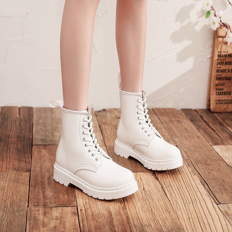 Anh Quốc Mới Dr... Kích Thước 34-46 Kích Thước 34-46 Giày Bốt Martin Da Thật Cao Đến Mắt Cá Chống Trượt Thời Trang Cho Nam Và Nữ