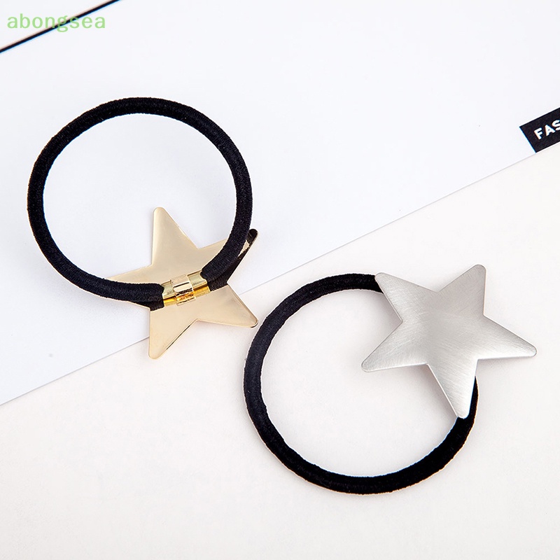Dây Cột Tóc Hình Ngôi Sao Năm Cánh Bằng Kim Loại Thời Trang Harajuku