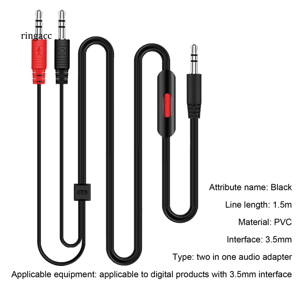 Dây Cáp Âm Thanh AUX 1.5m 2 Trong 1 Giắc Cắm 3.5mm Chuyên Dụng Cho Máy Tính