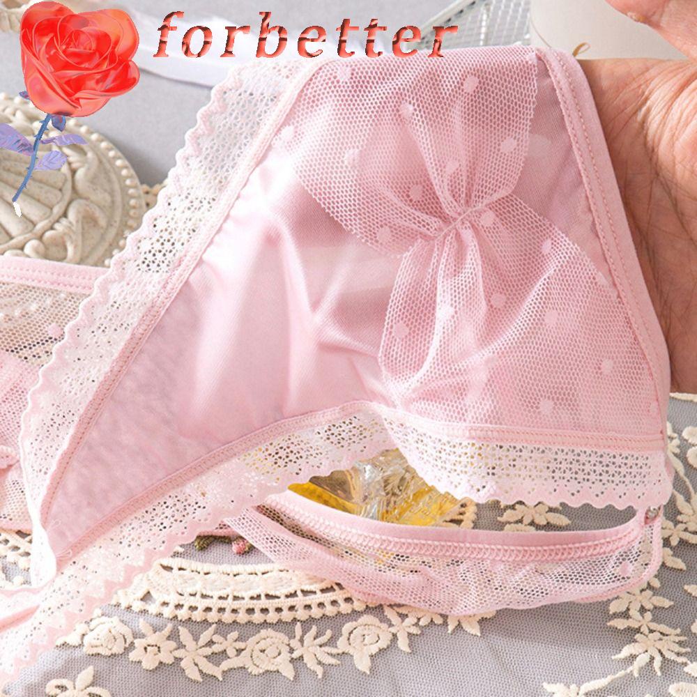 Quần Lót Lưới Không Đường May Thoáng Khí Đính Nơ Xinh Xắn Cho Nữ