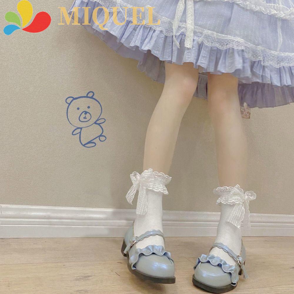 Miquel Vớ Lửng Co Giãn Thấm Hút Mồ Hôi Phối Ruy Băng Phong Cách Nhật Bản Dễ Thương