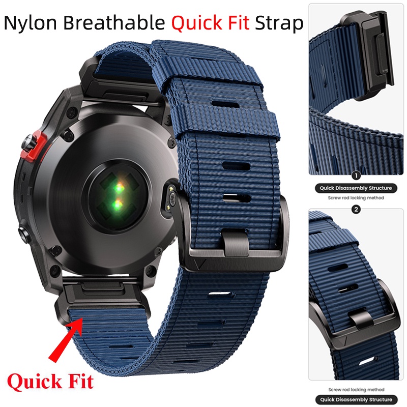 Dây Đeo Nylon 22mm 26mm Thoáng Khí Thay Thế Cho Garmin Fenix 7 7X 6 6X Pro 5 5X Plus 3 3HR 2 Forerunner 965 955 945 935