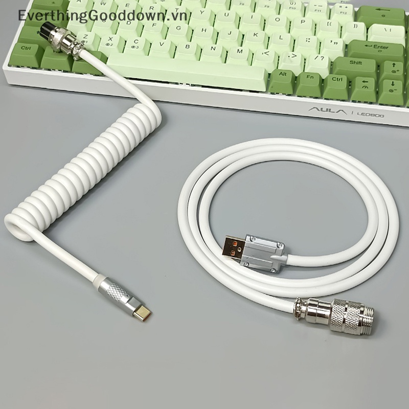 Everthinggooddown Macaron Cuộn Dây Cáp Loại C Sang USB A TPU Có Thể Tháo Rời Kết Nối Máy Tính Cho Bàn Phím Chơi Game vn