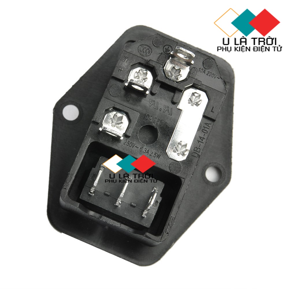 Jack cắm nguồn có cầu chì , công tắc AC-10A -250V