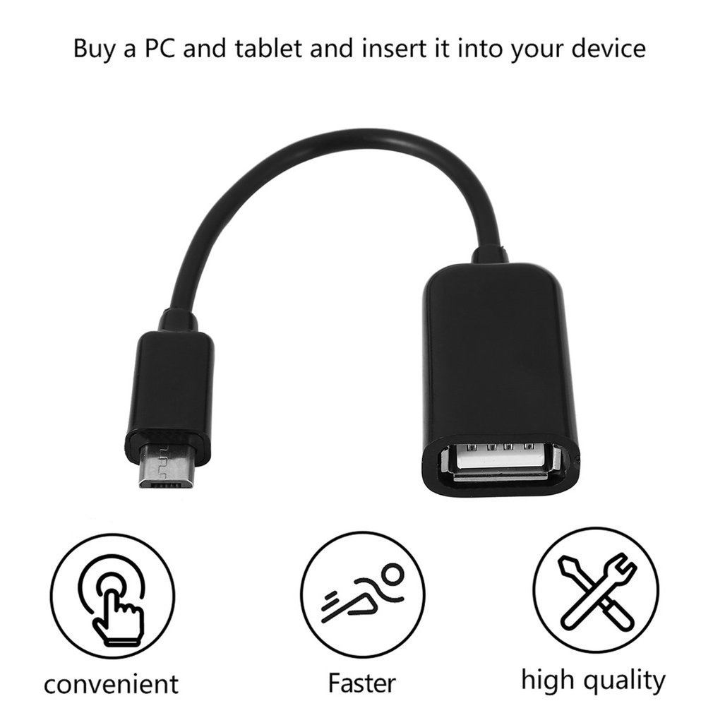 Cable Micro Usb Male To Female Host Otg Mini Converter Cords Tablet Pc Mobile Phone Mp4 Mp5 Black Cables [Q/2]