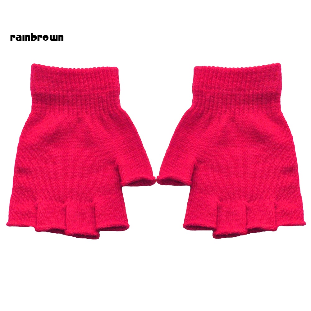 1 Cặp Găng Tay Len Mềm Hở Ngón Giữ Ấm Mùa Đông