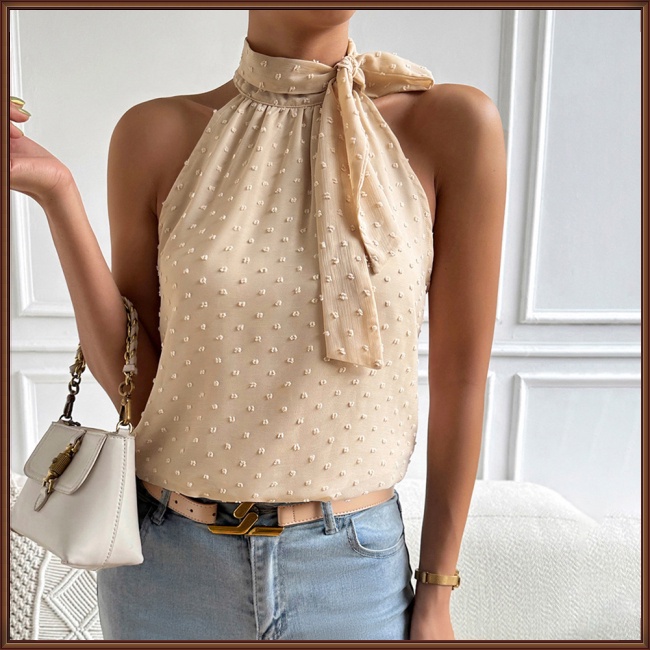 Áo Thun Sát Nách Cổ Tròn Cột Dây Màu Sắc Thời Trang Mùa Hè Tinh Tế Cho Nữ