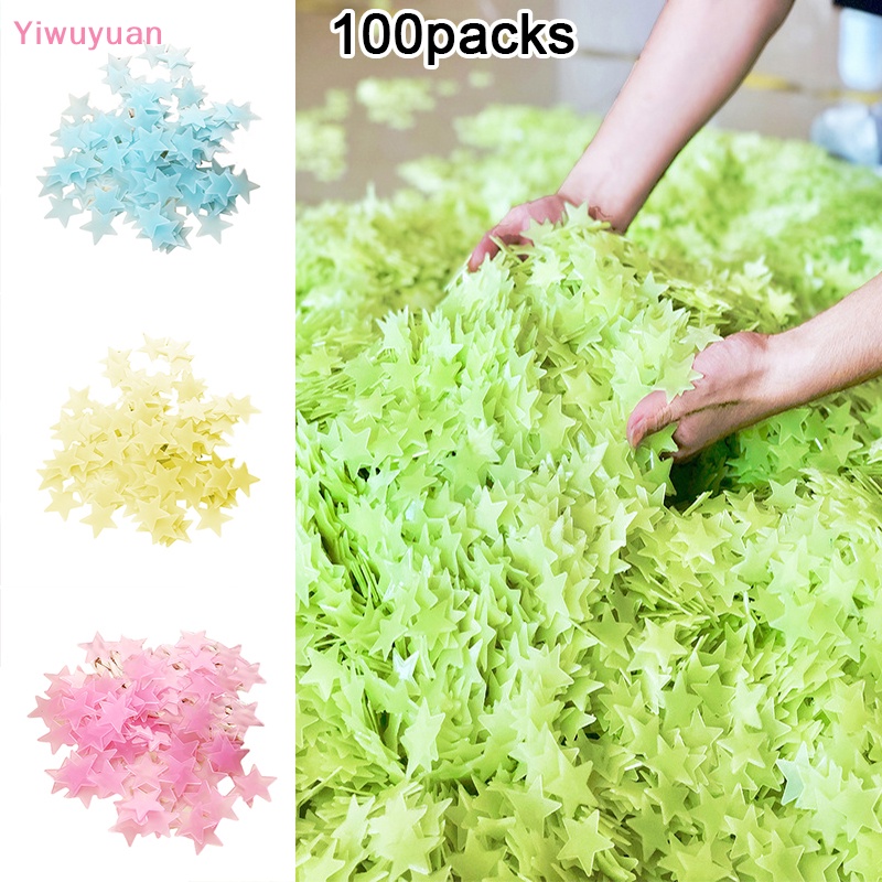 Bộ 100 Miếng Dán Tường Trang Trí Hình Ngôi Sao Dạ Quang Mới