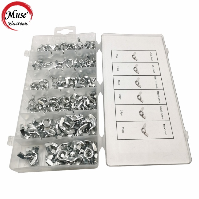 Bộ 150 Đai Ốc Cánh Bằng Hợp Kim Thép M5-m8 Nhiều Kích Thước