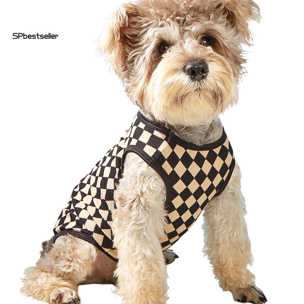 Áo Thun Cổ Tròn Họa Tiết Sọc Caro Thời Trang Mùa Hè Xinh Xắn Cho Cún Cưng