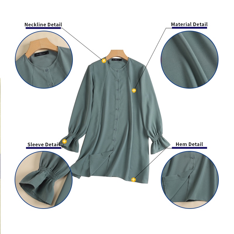 Zanzea Áo Sơ Mi Búp Bê Dài Tay Cổ Lá Sen Thời Trang Nữ