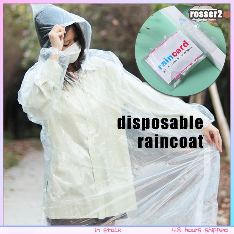 1PC mini thẻ Áo Mưa Một kích thước người lớn dùng một lần nén xách tay Áo Mưa-rosser2