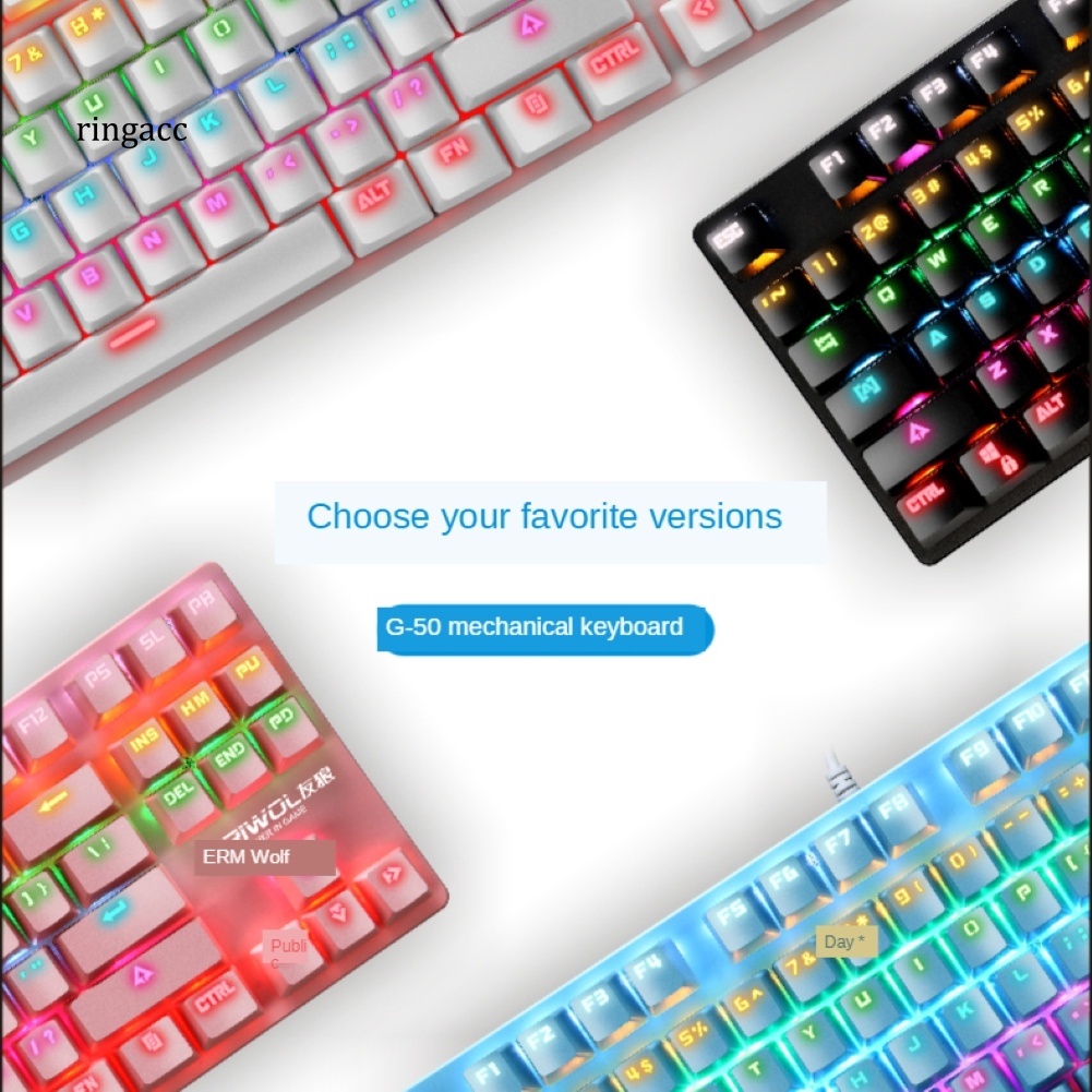 Bàn PhíM Cơ Gaming RGA G50, Trục Xanh RGB NhiềU MàU Cho MáY TíNh