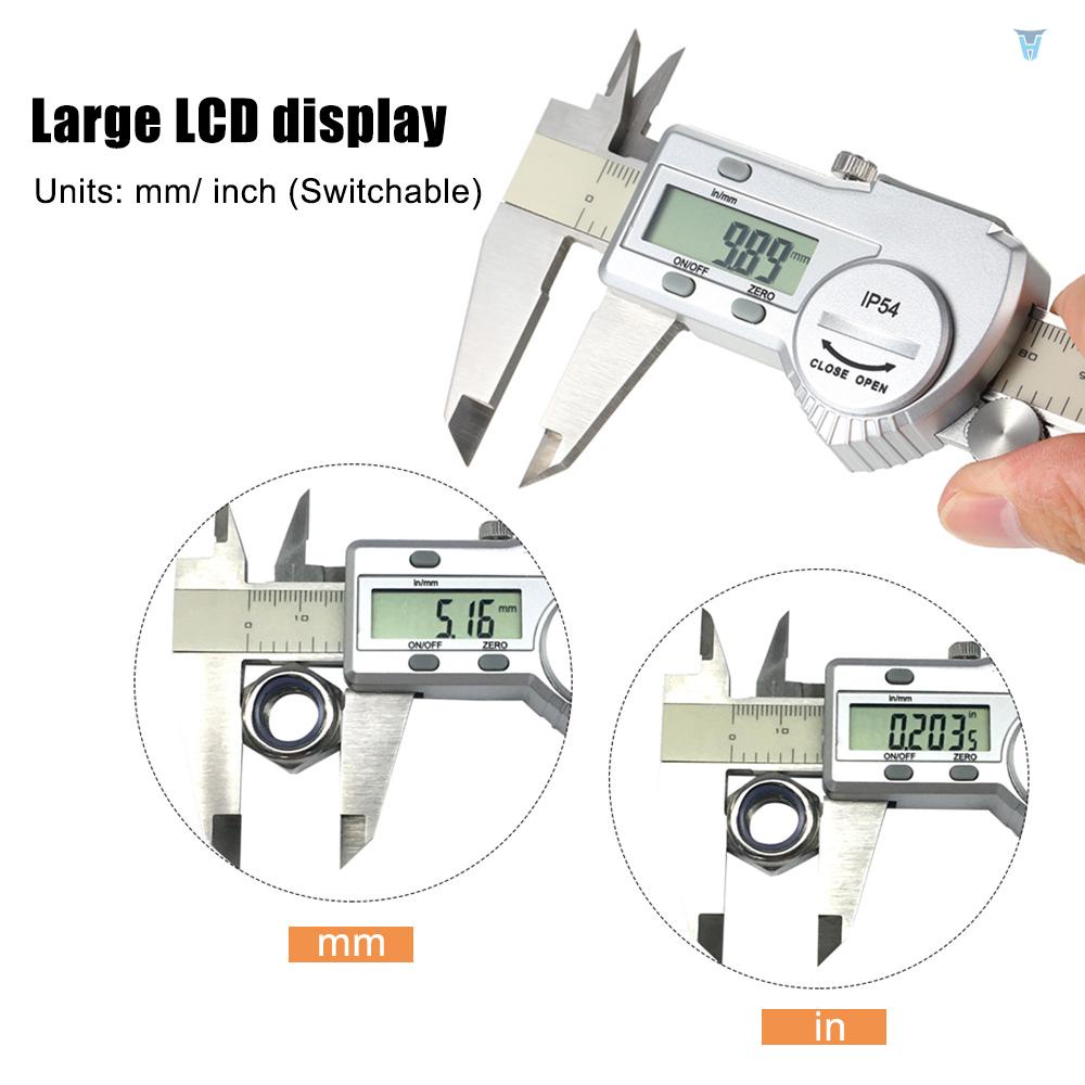 Thước Kẹp Điện Tử Chất Liệu Thép Không Gỉ IP54 Màn Hình LCD mm / inch Chống Thấm Nước