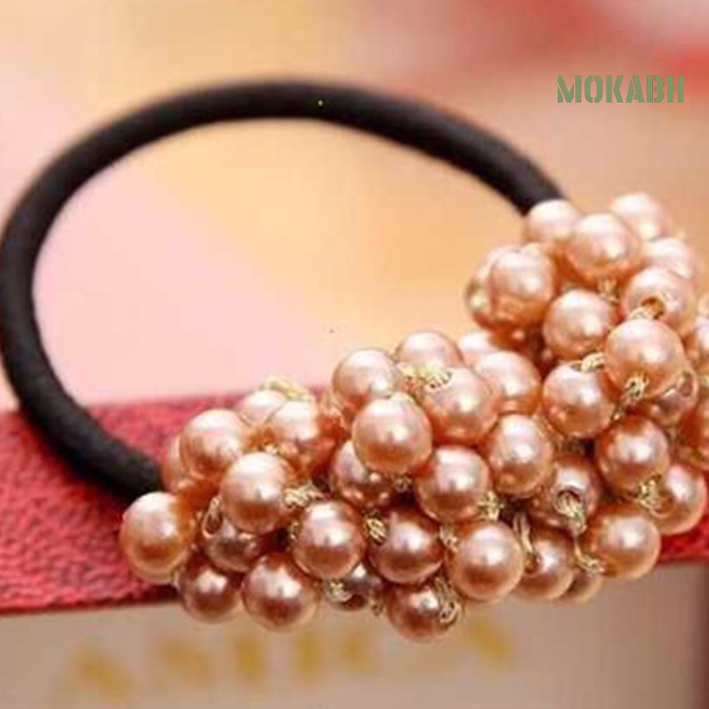 Dây Cột Tóc Co Giãn Đính Ngọc Trai Giả Ngọt Ngào Cho Nữ