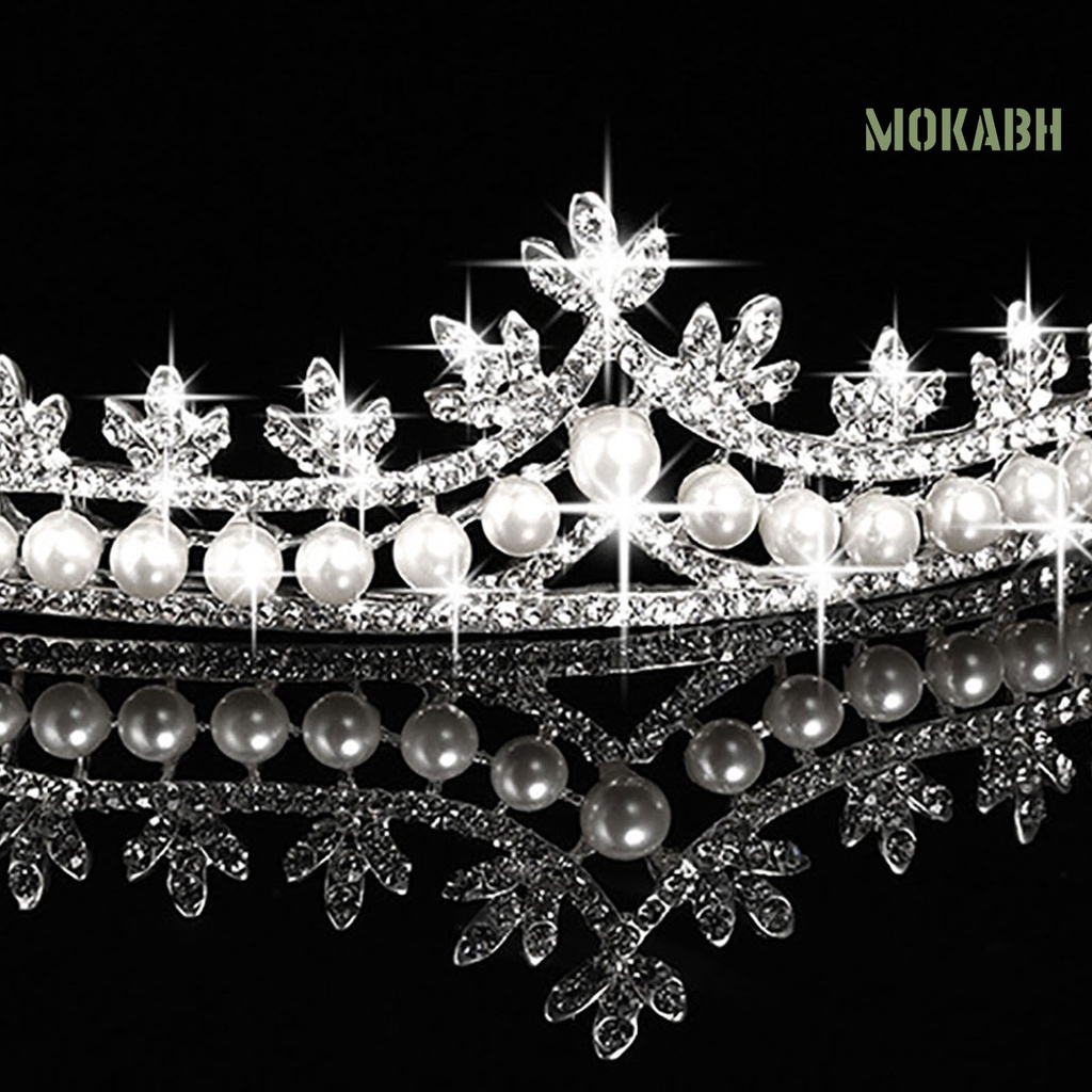 Cài Tóc Hình Vương Miện Đính Đá Và Ngọc Trai Giả Bằng Hợp Kim Thời Trang Cho Nữ