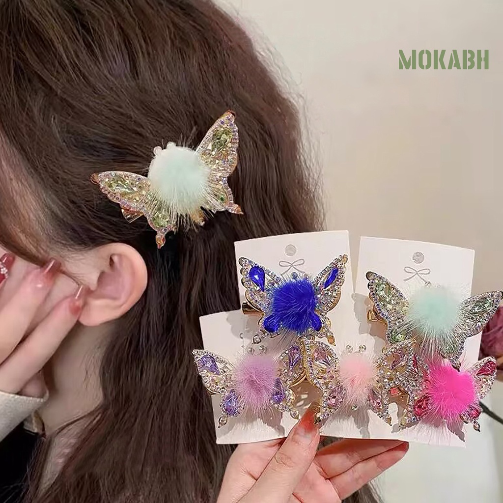 Kẹp Tóc Hình Bướm Bằng Kim Loại Đính Đá Lấp Lánh