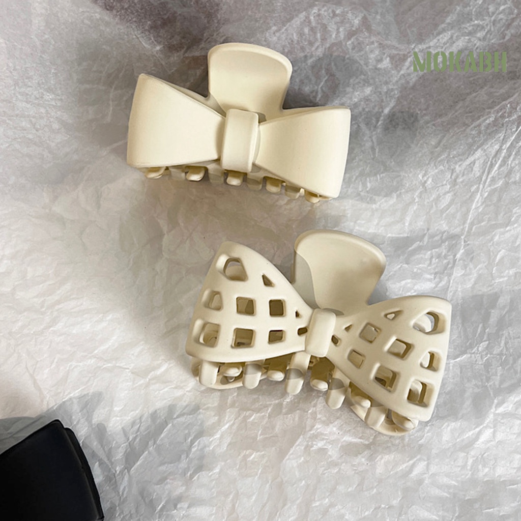 Kẹp Tóc Hình Nơ Màu Đen / Be Chống Trượt Kiểu Dáng Cổ Điển Dành Cho Nữ