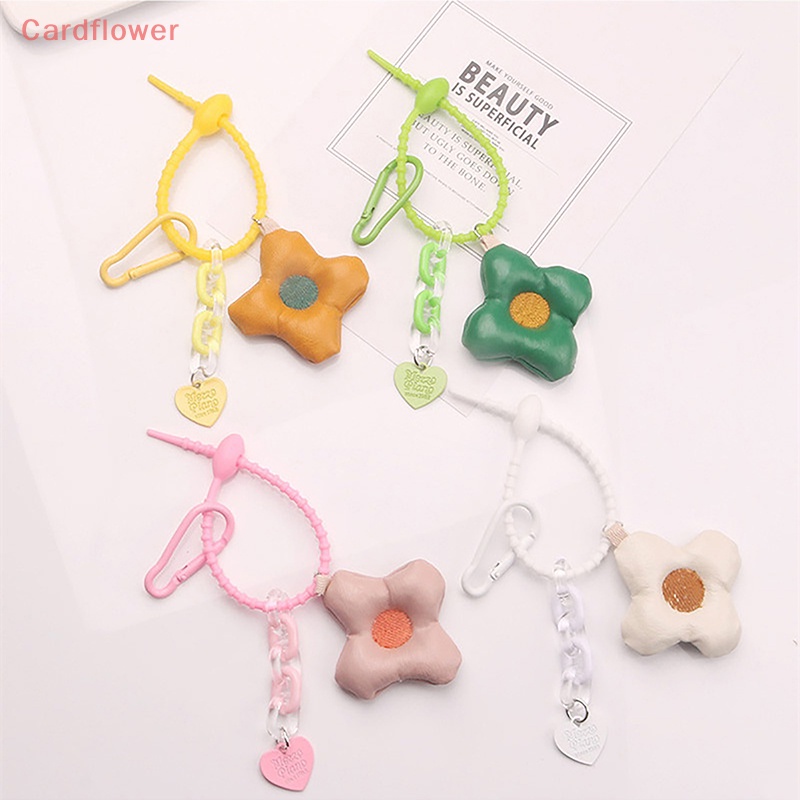 Móc Khóa Da Họa Tiết Hoa / Trái Tim Sáng Tạo Đáng Yêu Mới