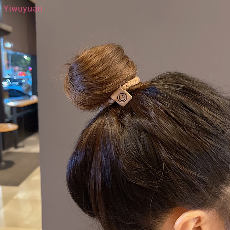 Bộ 5 Dây Buộc Tóc Cao Su Co Giãn Hình Mặt Cười Đơn Giản Phong Cách Hàn Quốc Cho Nữ